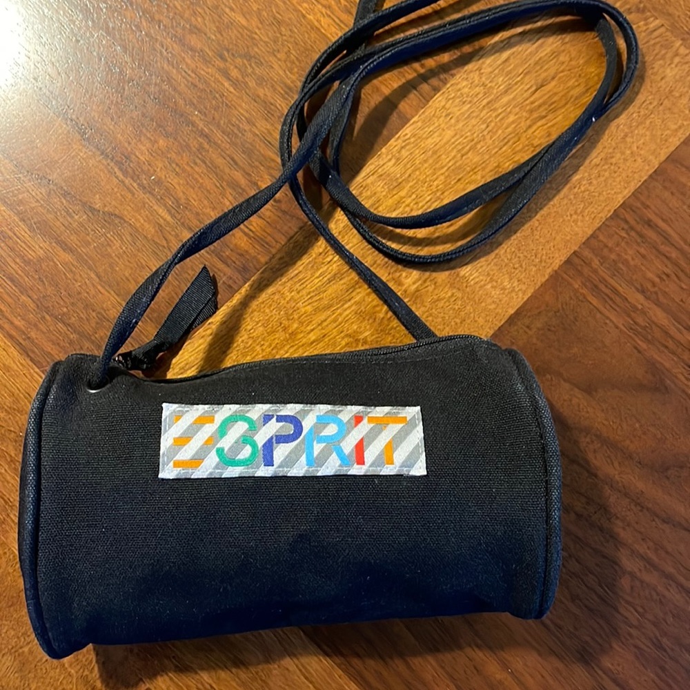 VINTAGE ESPRIT MINI CROSS BODY - BLACK W RAINBOW LOGO - ADORABLE!